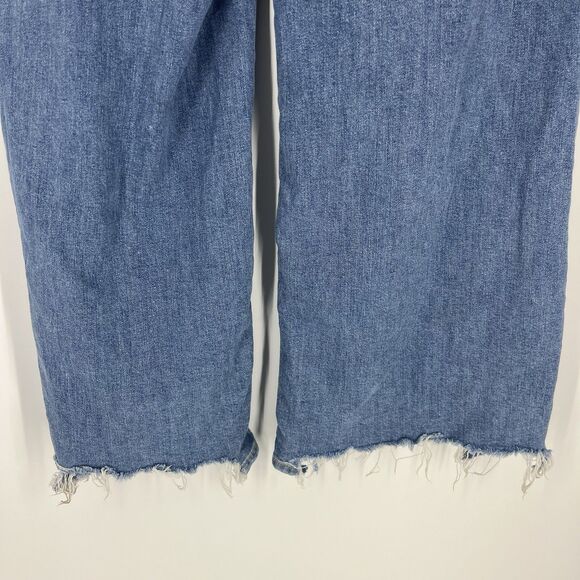 American Eagle Jeans Size 14 Womens Baggy Wide Leg Super High Rise Distressed - Picture 8 of 11